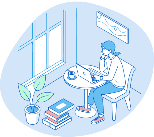 Student studying with laptop illustration